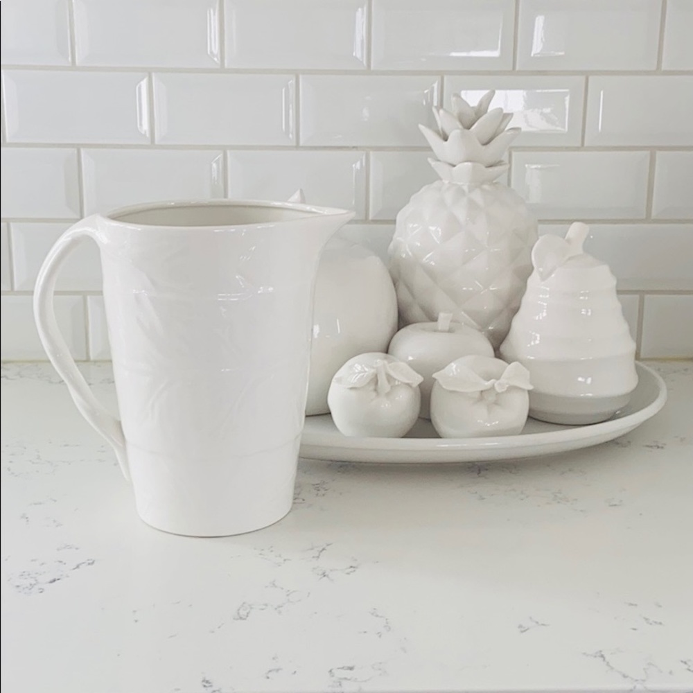10 Strawberry Street white leaf texture pitcher - Picture 3 of 14